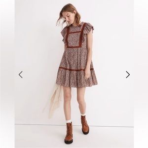 Madewell Flutter-Sleeve Mini Dress Cottage Garden Womens Size Medium